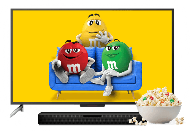 M&M's sitting on a couch